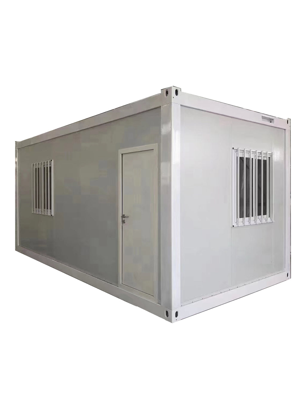 Modular building container with windows and door on a white background